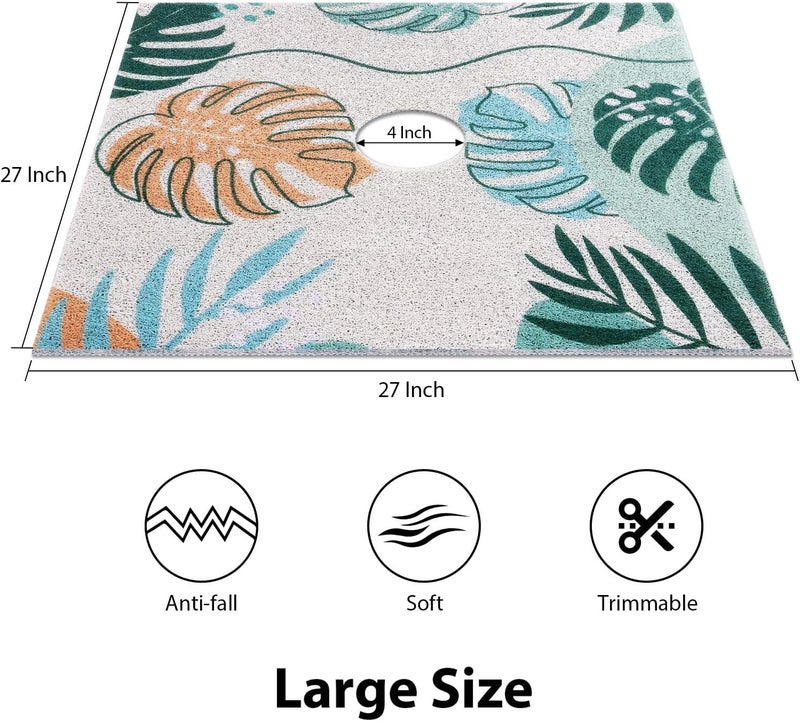 Yonala Square Shower Mat, 27 x 27 Inch Stylish Non Slip Shower Mats for Inside Shower with Central Drain Hole, Soft Trimmable PVC Loofah Anti Slip Shower Mat for Walk in Shower Stall, Quick Drying - Image 2
